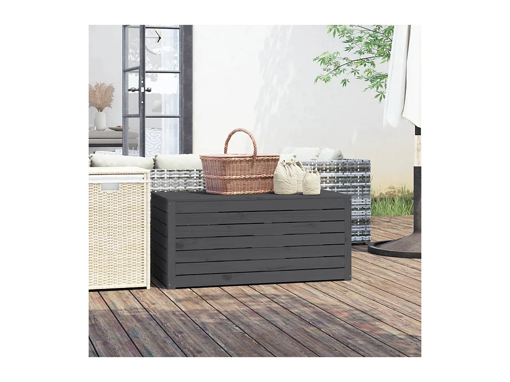 Grijze tuinbak 101x50,5x46,5 cm massief grenenhout