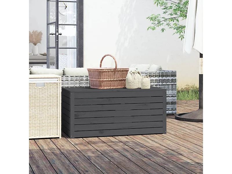 Caja de jardín gris 101x50,5x46,5 cm madera maciza de pino