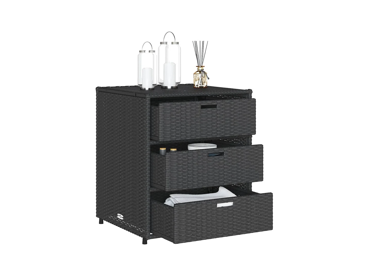 Zwarte tuinkast 55x59x69 cm geweven hars