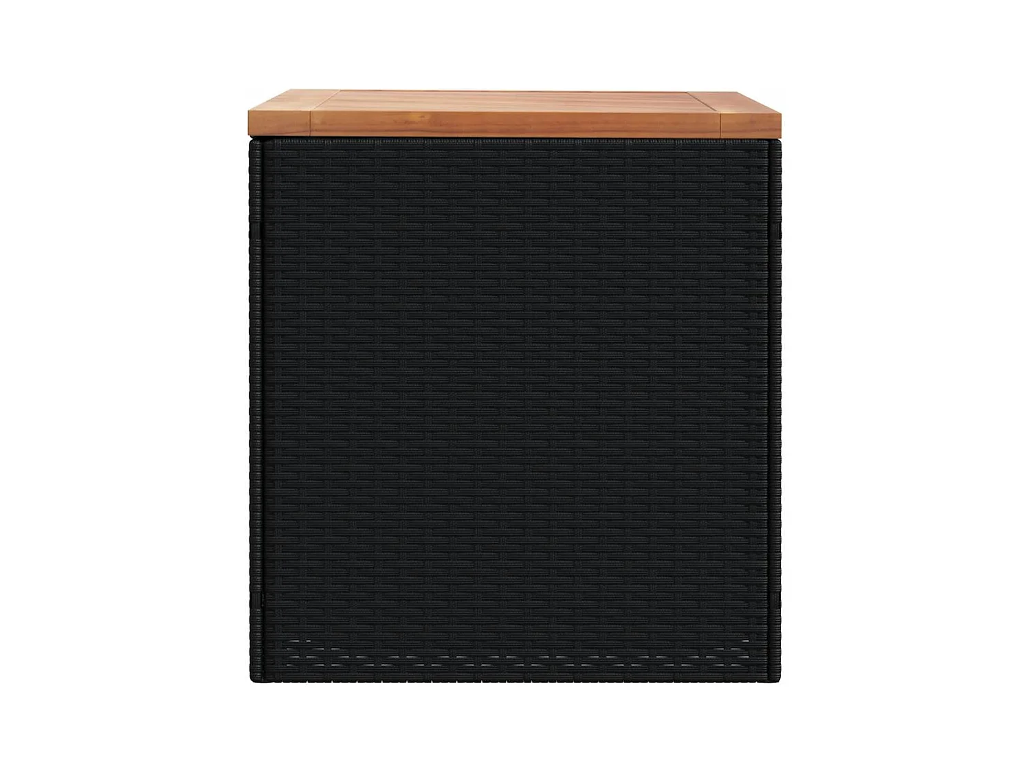 Zwarte tuinopbergbox van gevlochten hars en acaciahout