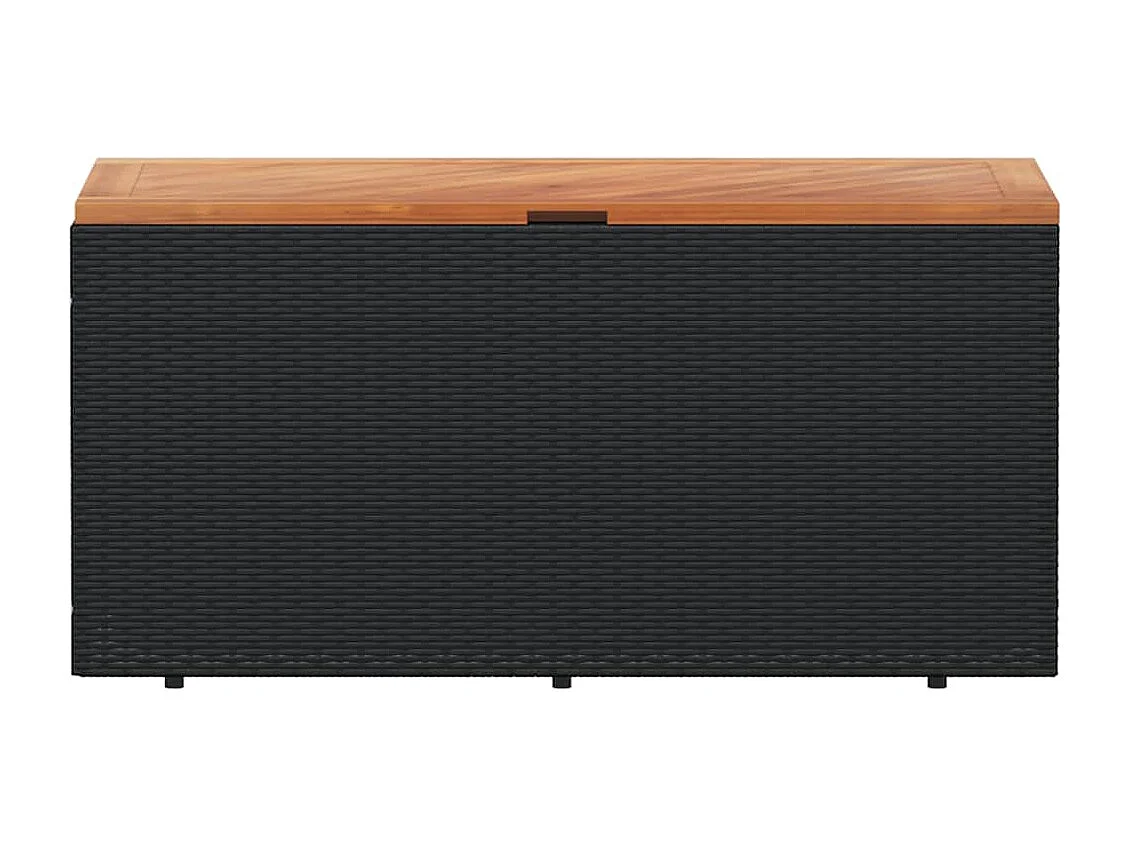 Contenitore da giardino nero in resina intrecciata e legno di acacia