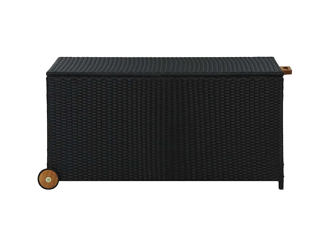 Caja de almacenamiento de jardín negra 120x65x61 cm resina tejida