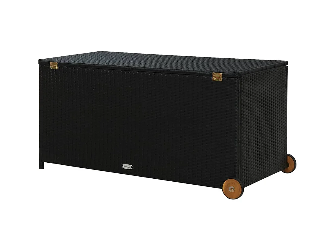 Caja de almacenamiento de jardín negra 120x65x61 cm resina tejida