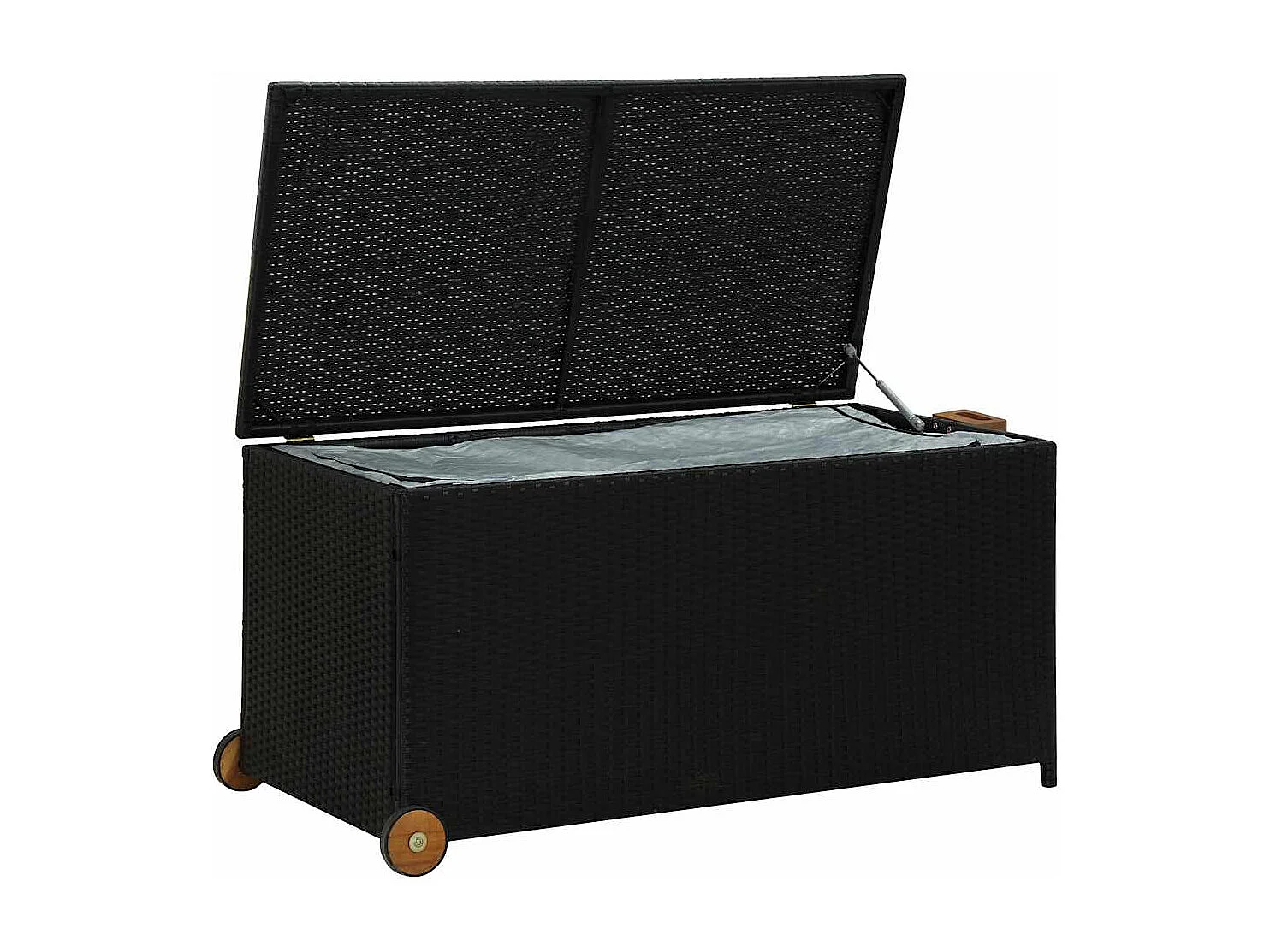 Caja de almacenamiento de jardín negra 120x65x61 cm resina tejida