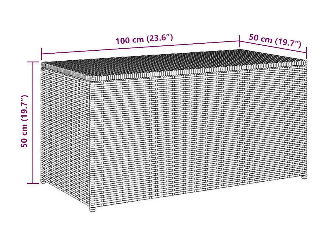 Tuinopbergbox gevlochten hars 100x50x50 cm bruin