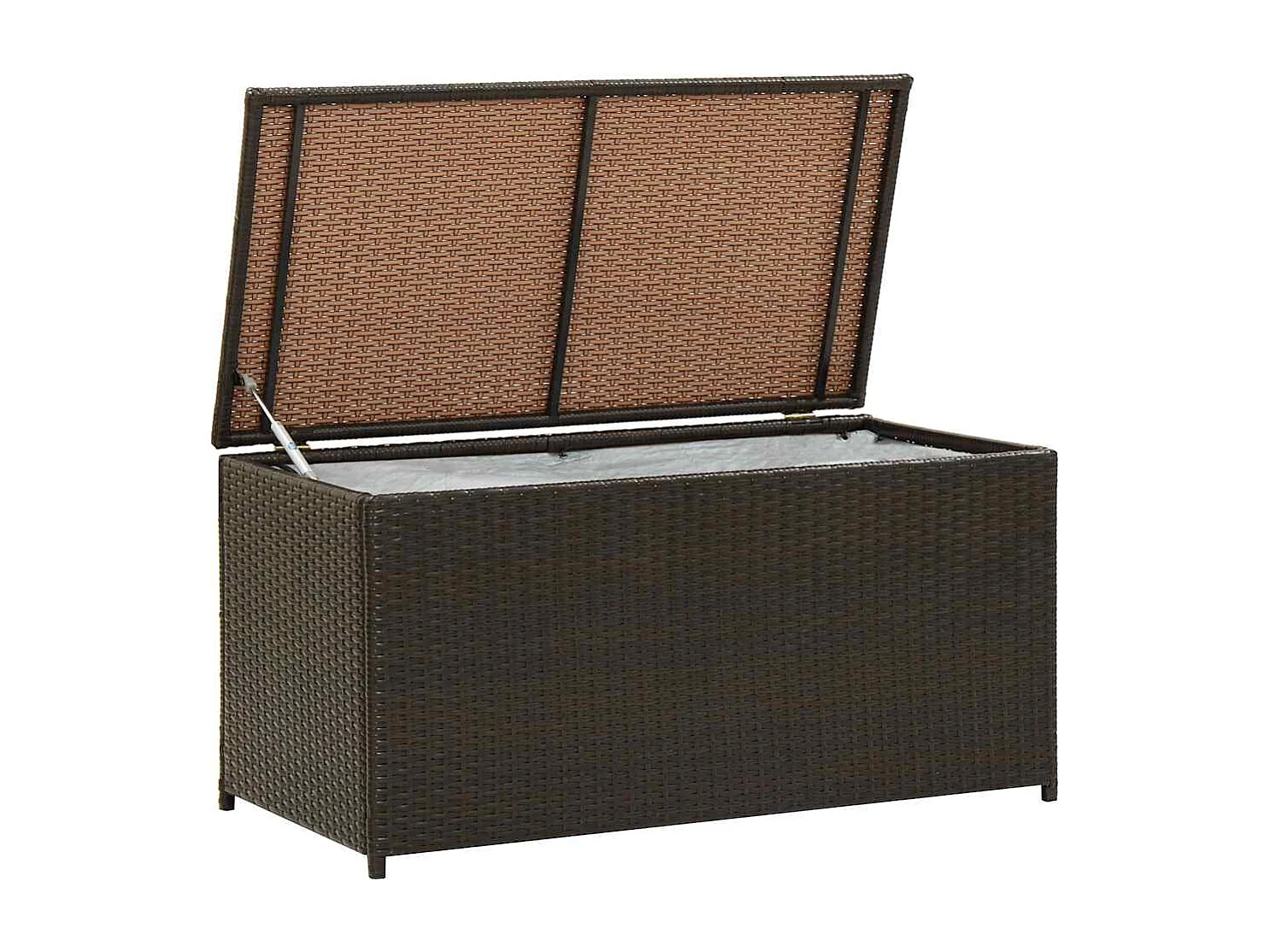 Caja de almacenamiento para jardín de resina tejida 100x50x50 cm marrón