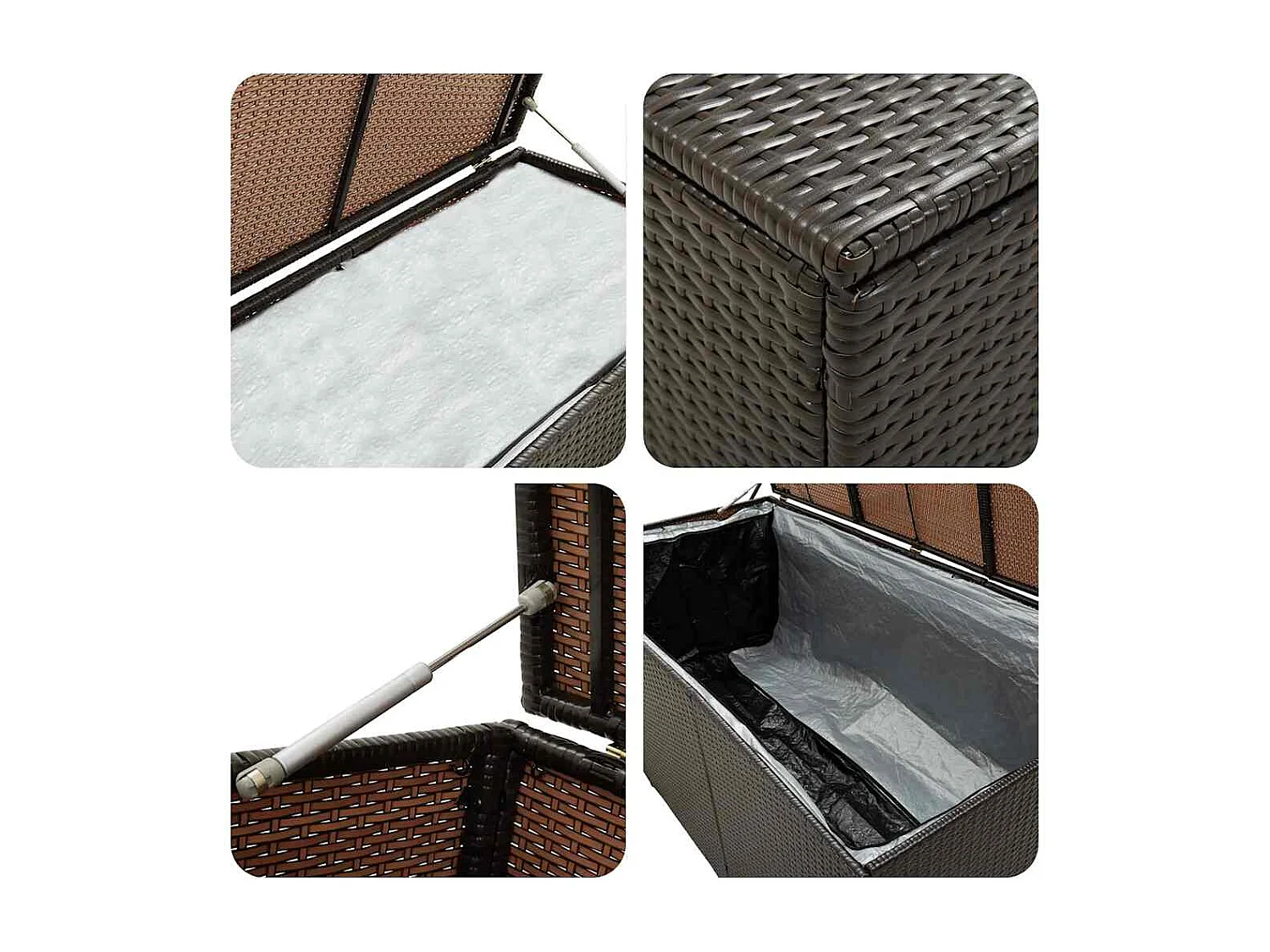 Caja de almacenamiento para jardín de resina tejida 100x50x50 cm marrón