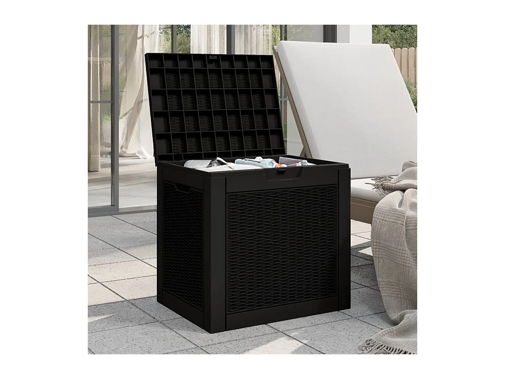 Boîte de stockage de jardin noir 55,5x43x53 cm polypropylène