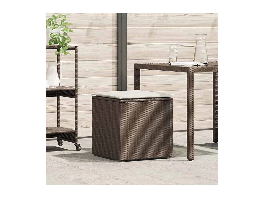 Coffre de Rangement Extérieur Brun et Crème Rotin Moyen Rangement