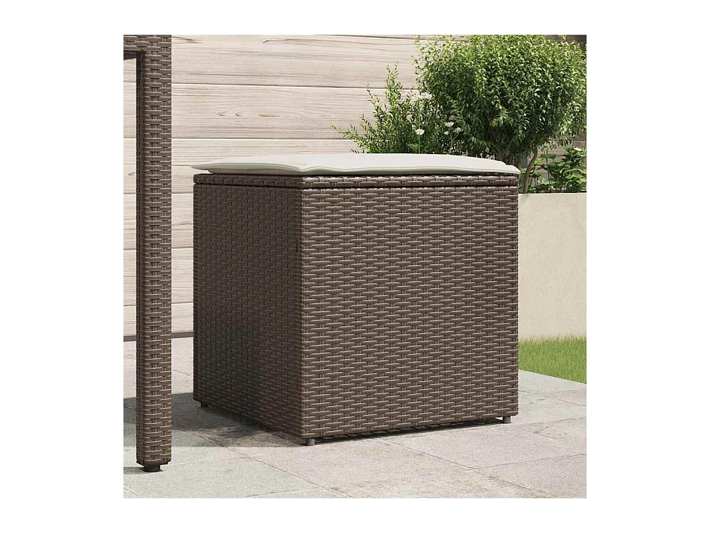 Coffre de Rangement Extérieur Brun et Crème Rotin Moyen Rangement