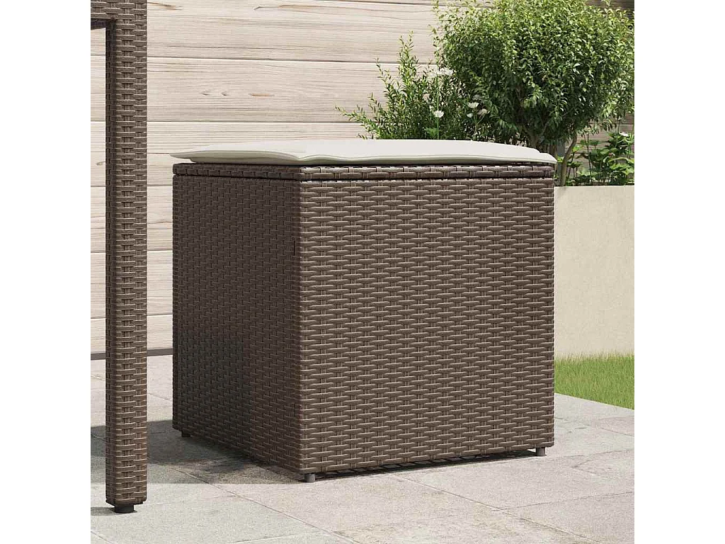 Coffre de Rangement Extérieur Brun et Crème Rotin Moyen Rangement