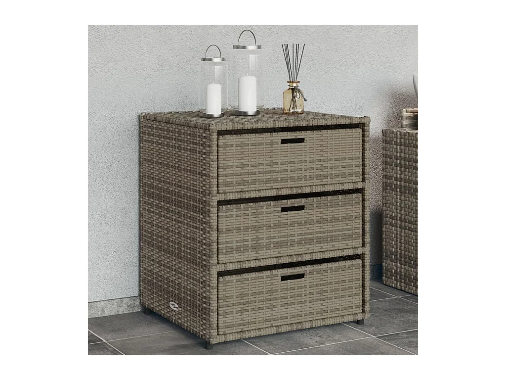 Armario de jardín gris 55x59x69 cm resina trenzada