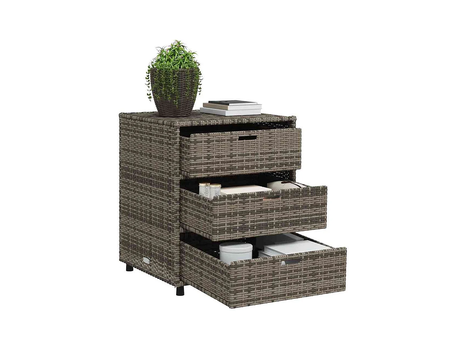 Armario de jardín gris 55x59x69 cm resina trenzada