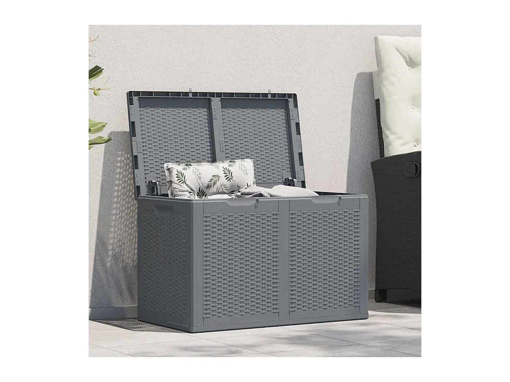 Boîte de rangement de jardin gris PP rotin 180 L