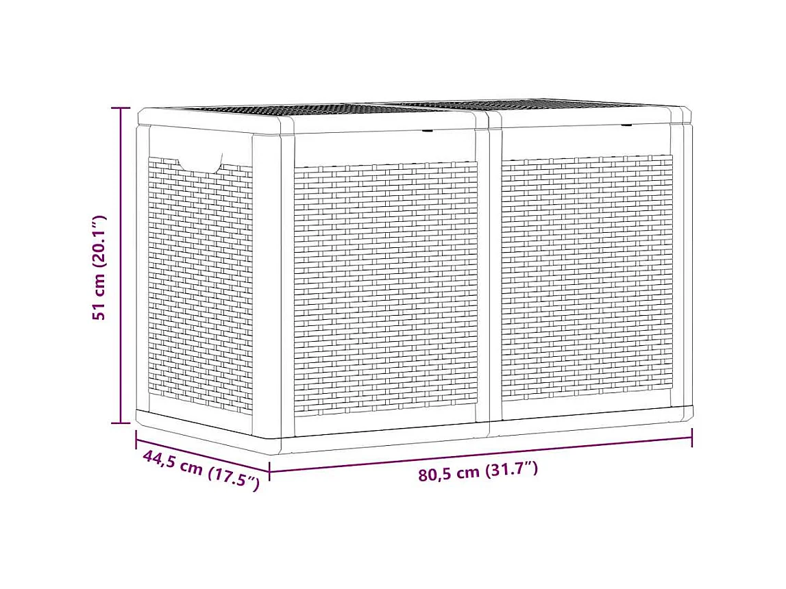 Boîte de rangement de jardin gris PP rotin 180 L