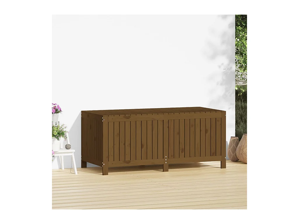 Caja de almacenamiento para jardín color marrón miel, 147 x 68 x 64 cm, madera de pino