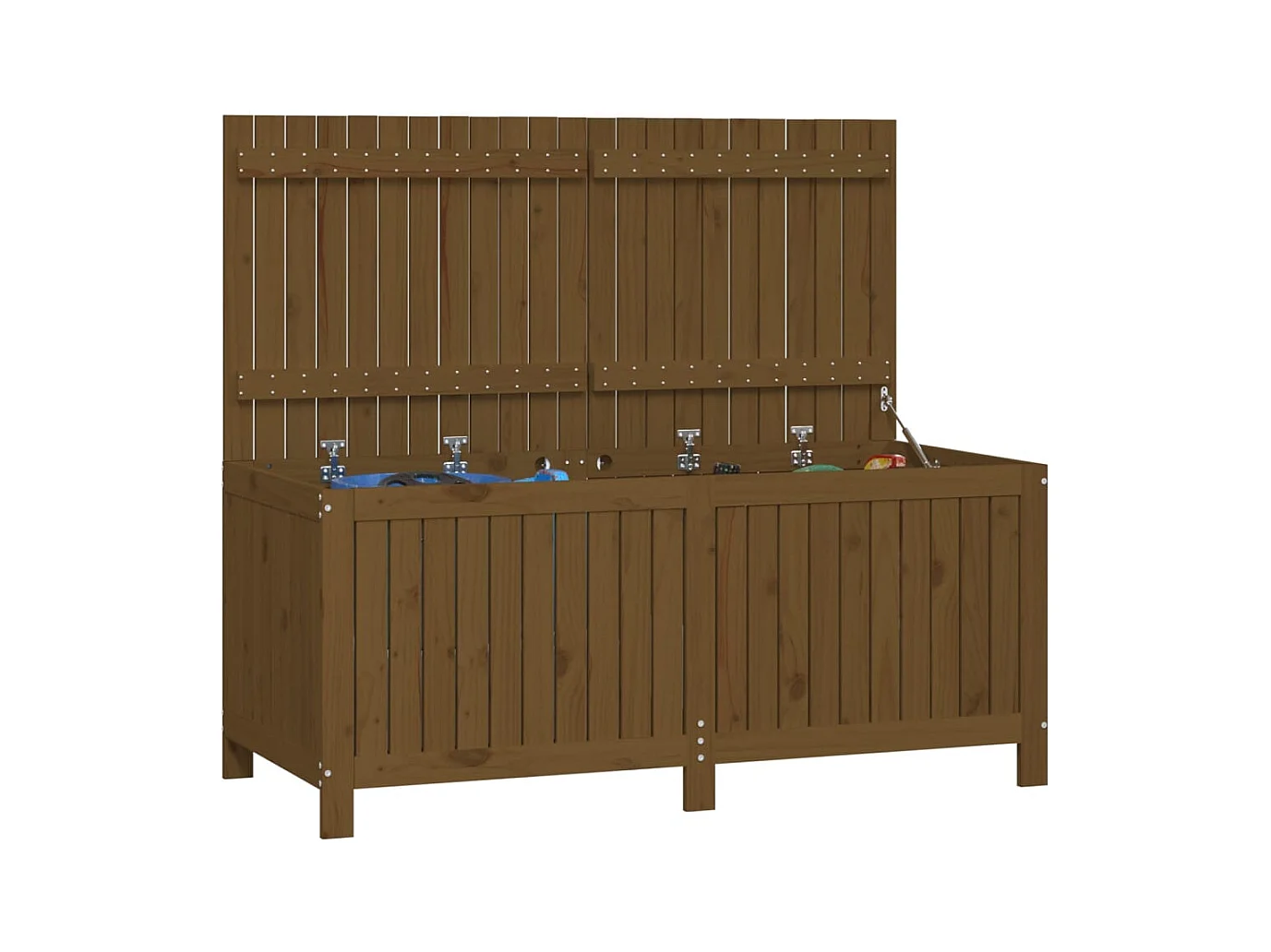 Caja de almacenamiento para jardín color marrón miel, 147 x 68 x 64 cm, madera de pino