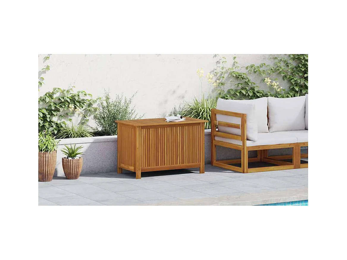 Caja de almacenamiento de jardín 90x50x58 cm madera maciza de acacia