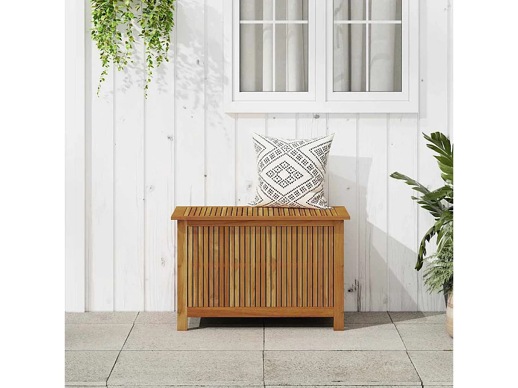 Caja de almacenamiento de jardín 90x50x58 cm madera maciza de acacia