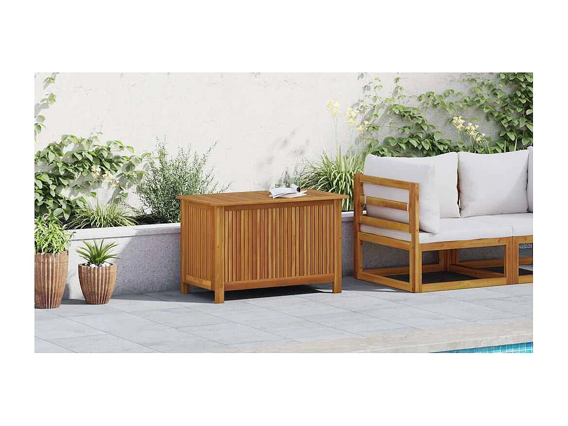Caja de almacenamiento de jardín 90x50x58 cm madera maciza de acacia