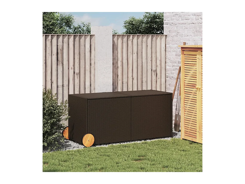 283L Poly Rattan Bruine Tuinopslagbox met Wielen