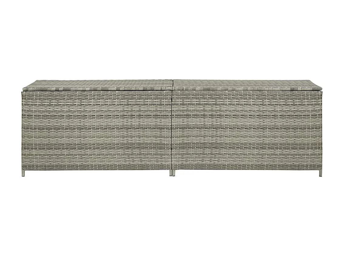 Caja de almacenamiento para jardín de resina tejida, 200 x 50 x 60 cm, color gris