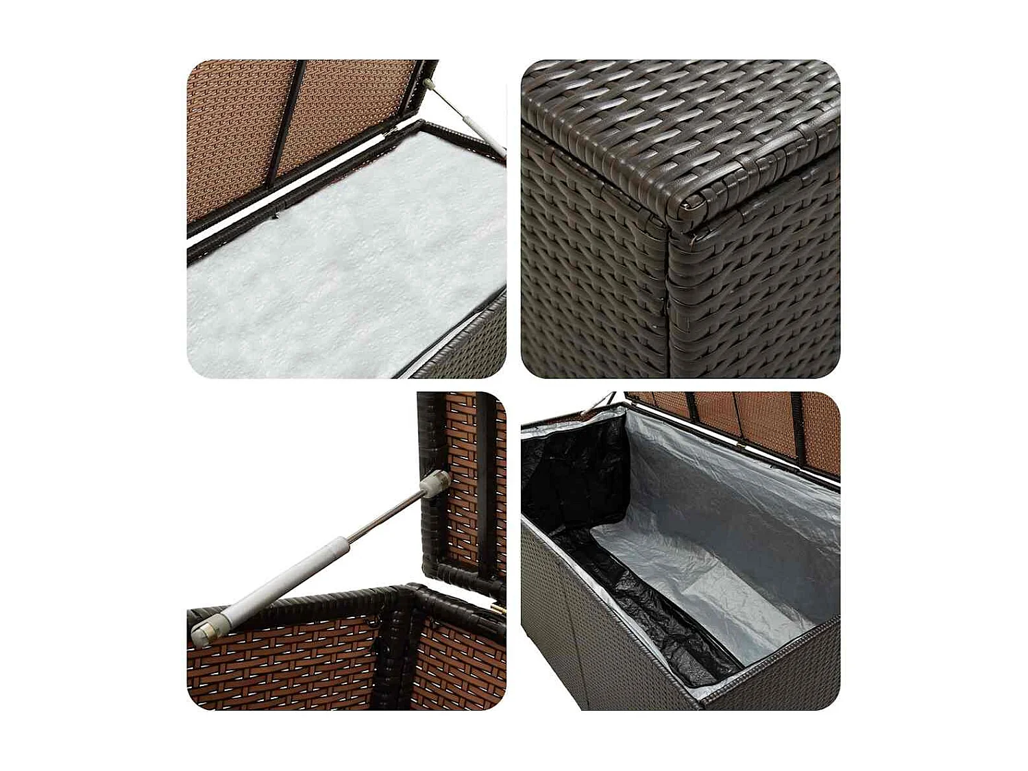 Tuinopbergbox gevlochten hars 200x50x60 cm bruin