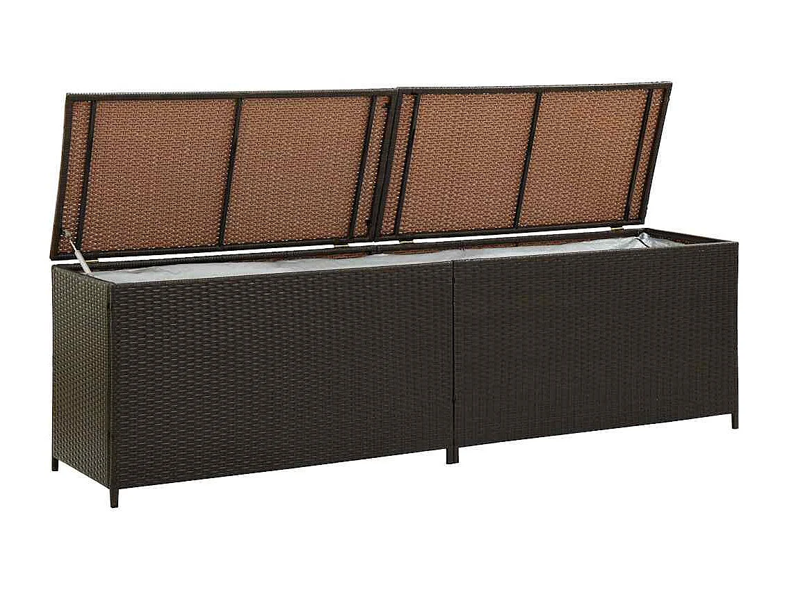 Cassapanca da giardino in resina intrecciata 200x50x60 cm marrone