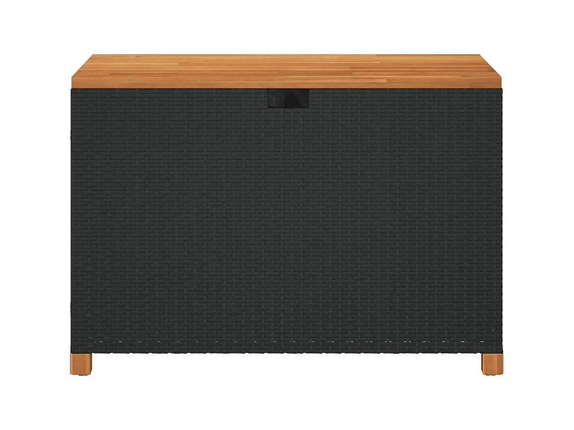 Zwarte tuinopbergbox van gevlochten hars en acaciahout