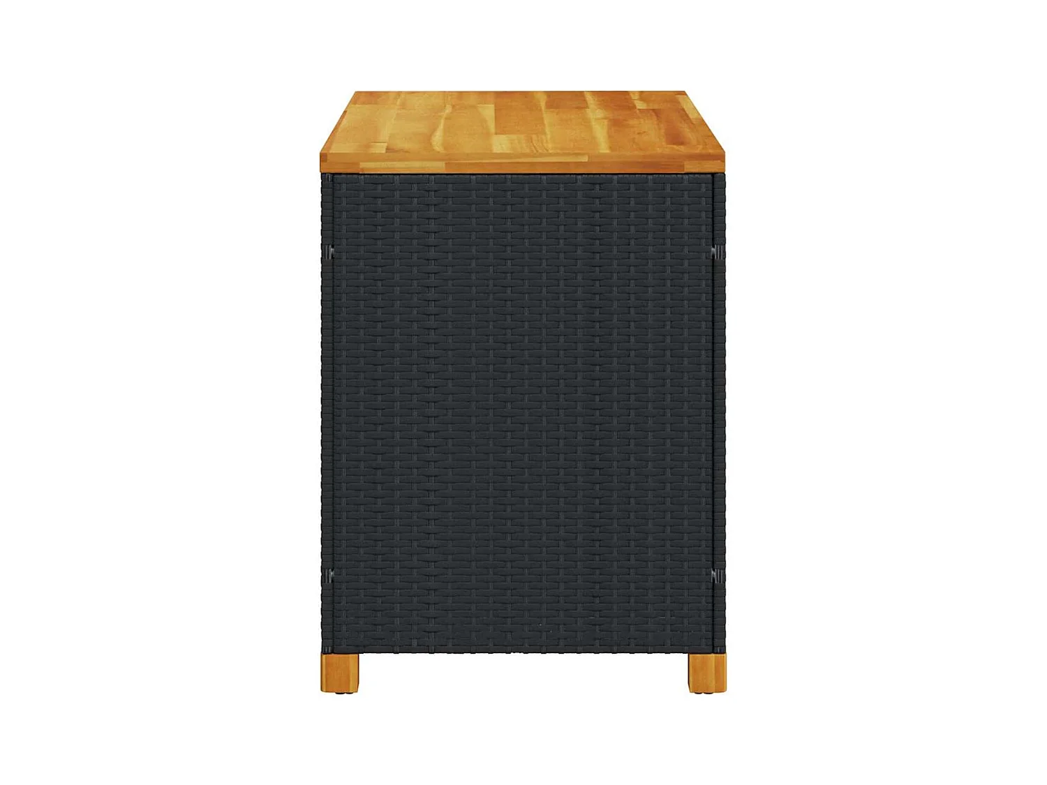 Zwarte tuinopbergbox van gevlochten hars en acaciahout