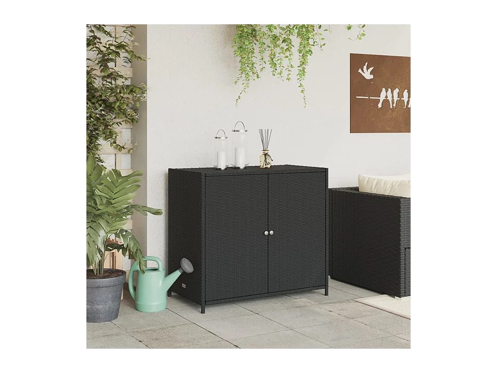 Zwarte tuinkast 83x45x76 cm geweven hars