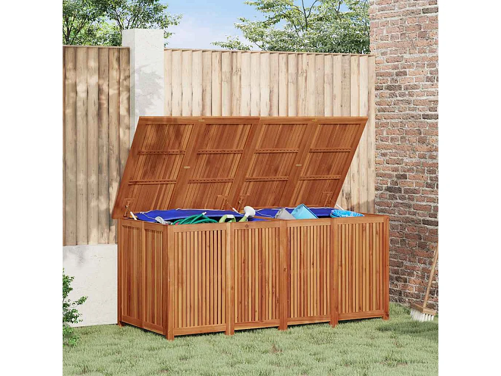 Arcón de jardín 200x80x75 cm madera maciza de acacia