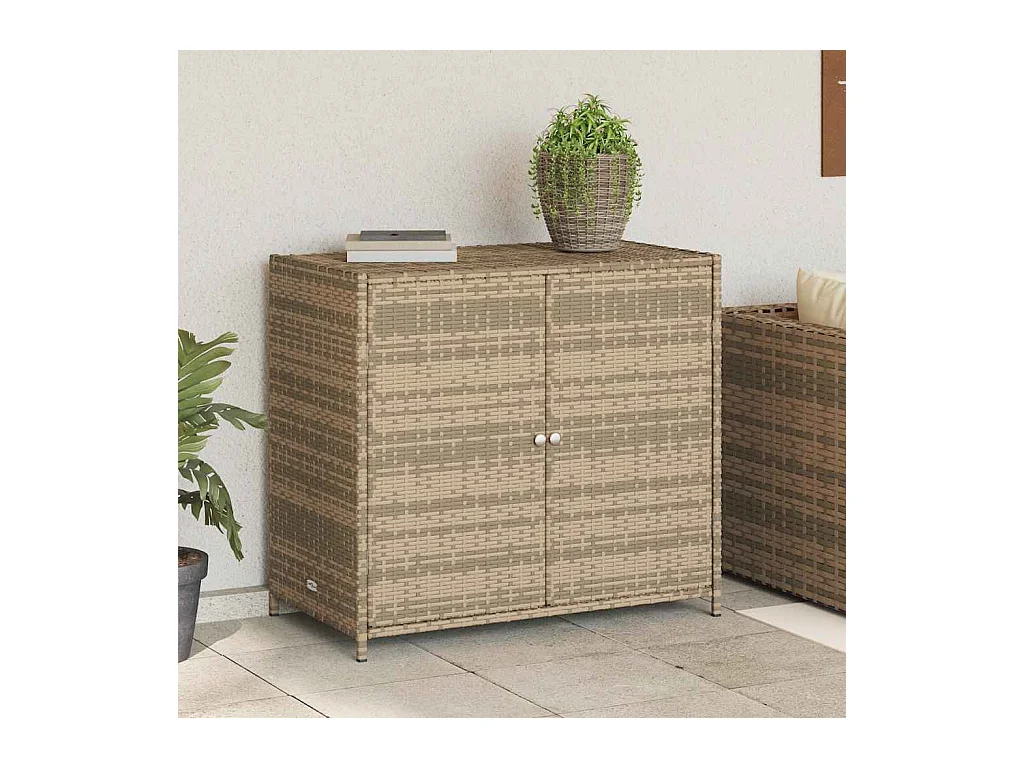 Armoire de rangement de jardin beige 83x45x76 cm résine tressée