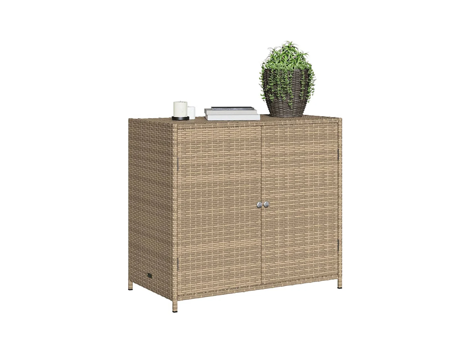 Armoire de rangement de jardin beige 83x45x76 cm résine tressée