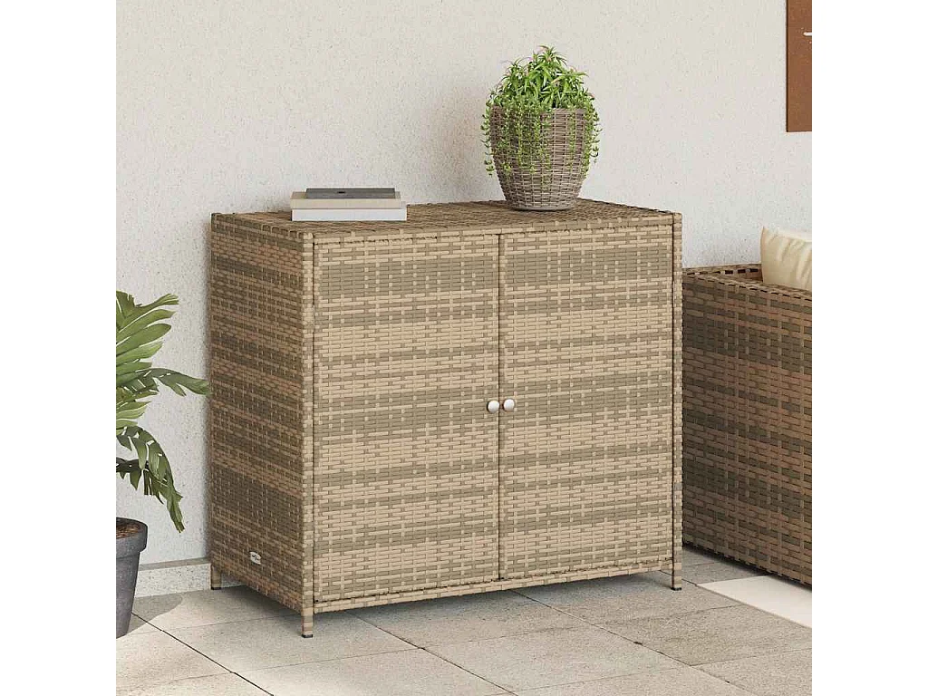 Armoire de rangement de jardin beige 83x45x76 cm résine tressée