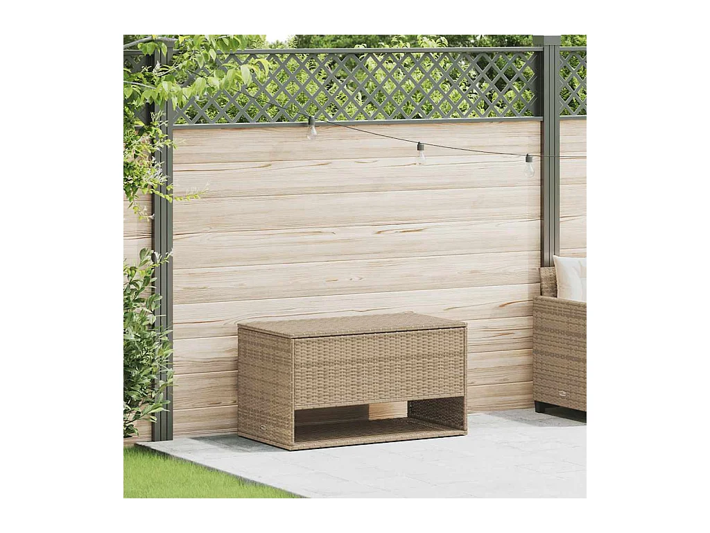 Coffre à coussins d'extérieur beige 100x55x55,5 cm polyrotin