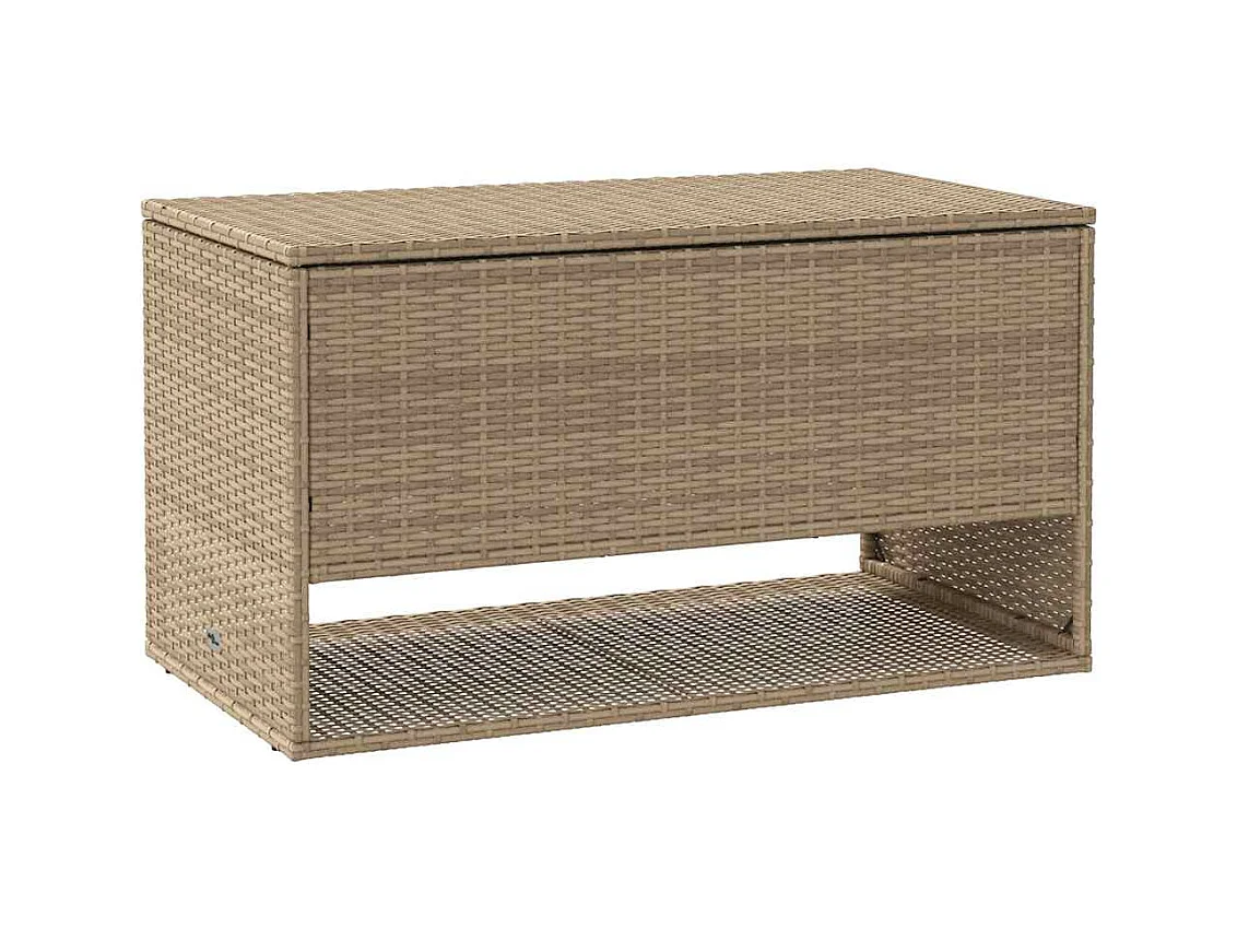 Coffre à coussins d'extérieur beige 100x55x55,5 cm polyrotin