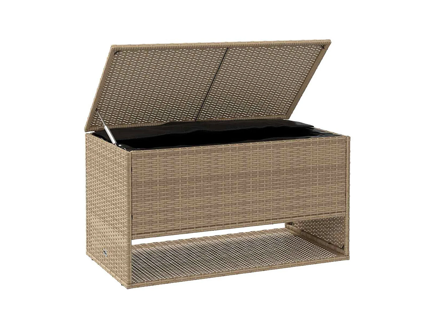 Coffre à coussins d'extérieur beige 100x55x55,5 cm polyrotin