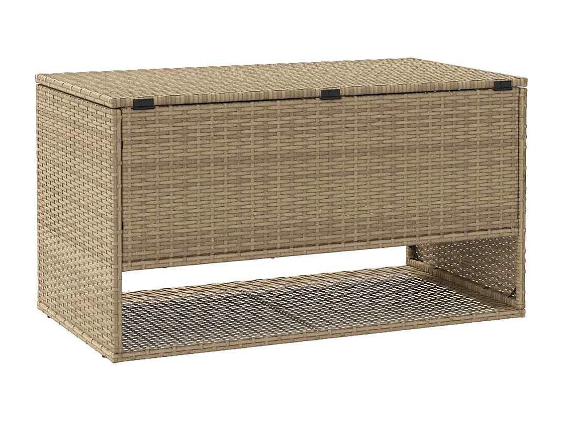 Coffre à coussins d'extérieur beige 100x55x55,5 cm polyrotin