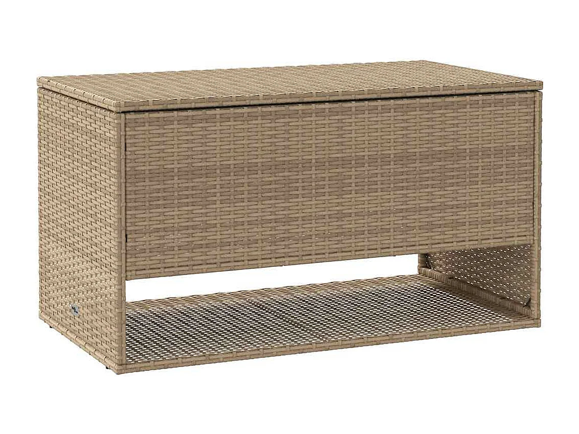 Coffre à coussins d'extérieur beige 100x55x55,5 cm polyrotin