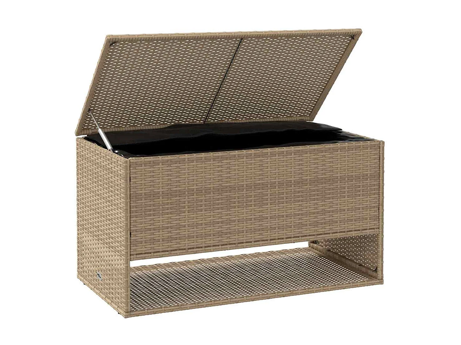 Coffre à coussins d'extérieur beige 100x55x55,5 cm polyrotin