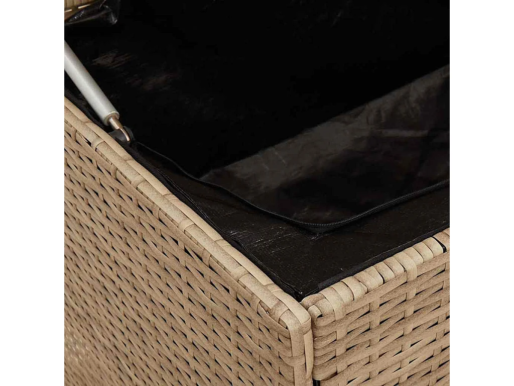 Coffre à coussins d'extérieur beige 100x55x55,5 cm polyrotin