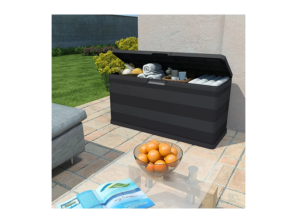 Zwarte tuinopbergbox 117x45x56 cm