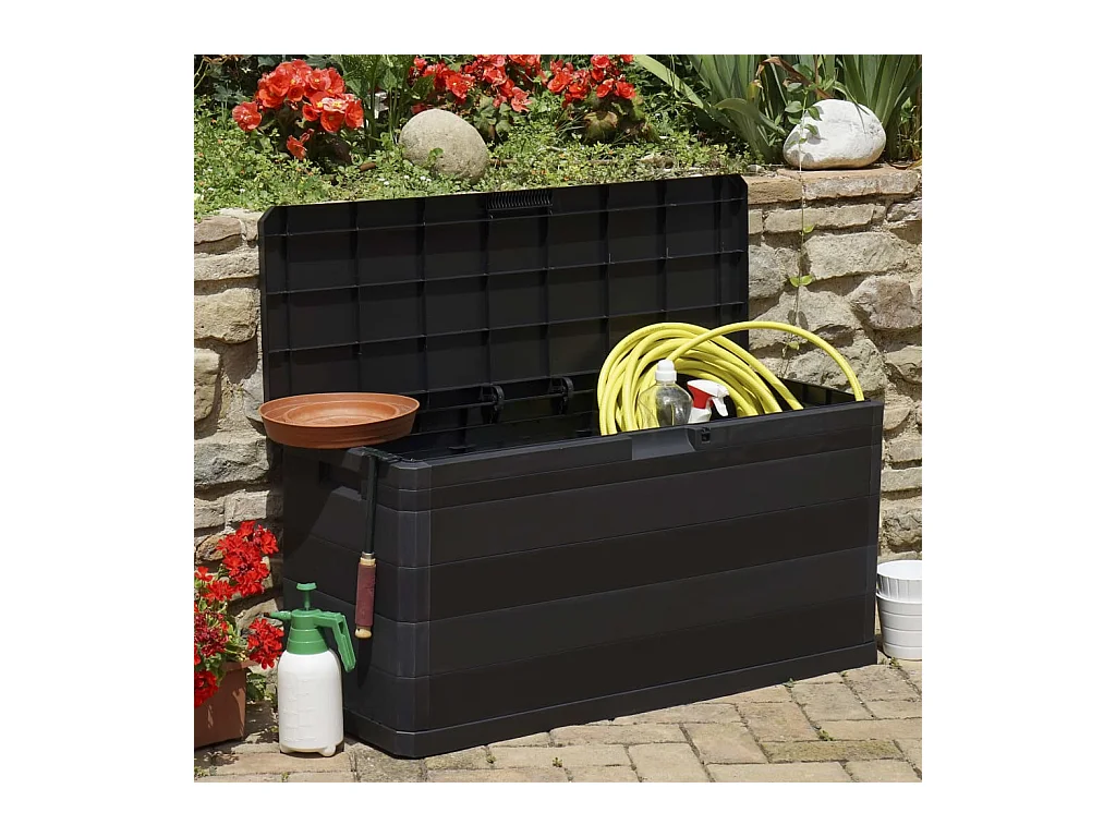 Zwarte tuinopbergbox 117x45x56 cm