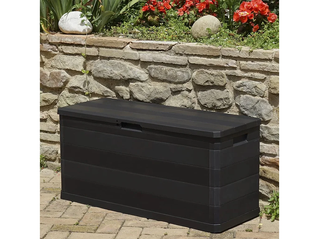 Caja de almacenamiento de jardín negra 117x45x56 cm