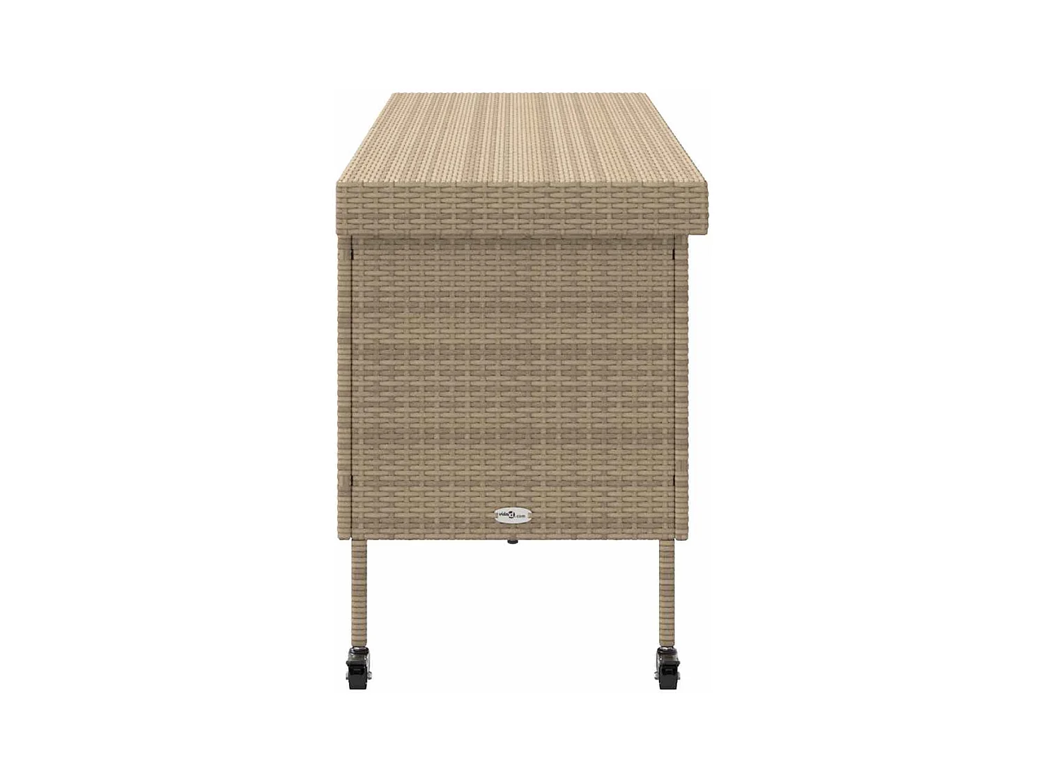 Boîte rangement jardin roues beige 160x55x75 cm résine tressée