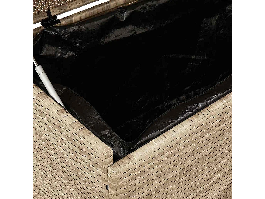 Boîte rangement jardin roues beige 160x55x75 cm résine tressée