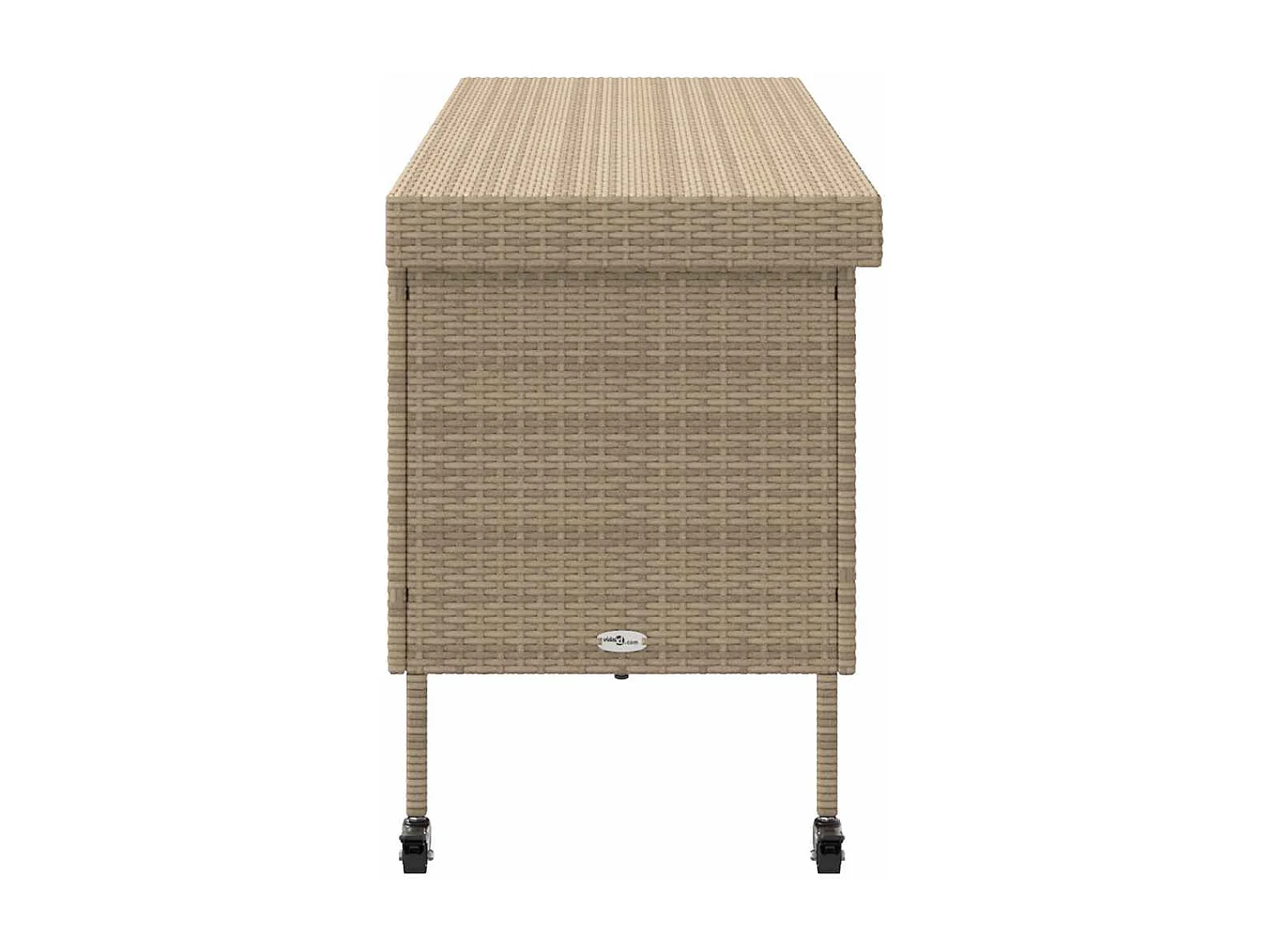 Boîte rangement jardin roues beige 160x55x75 cm résine tressée
