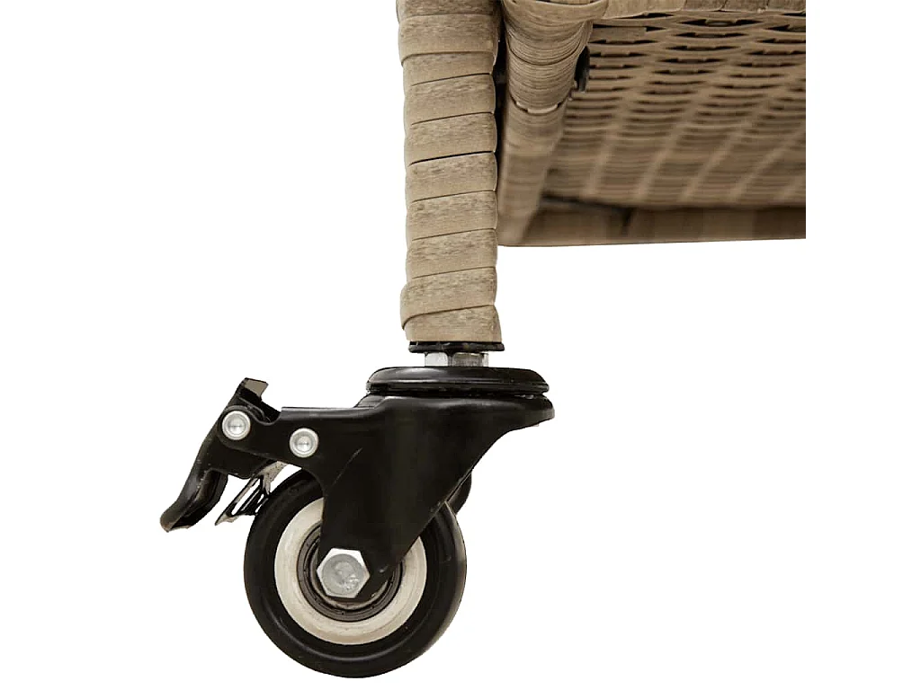 Boîte rangement jardin roues beige 160x55x75 cm résine tressée