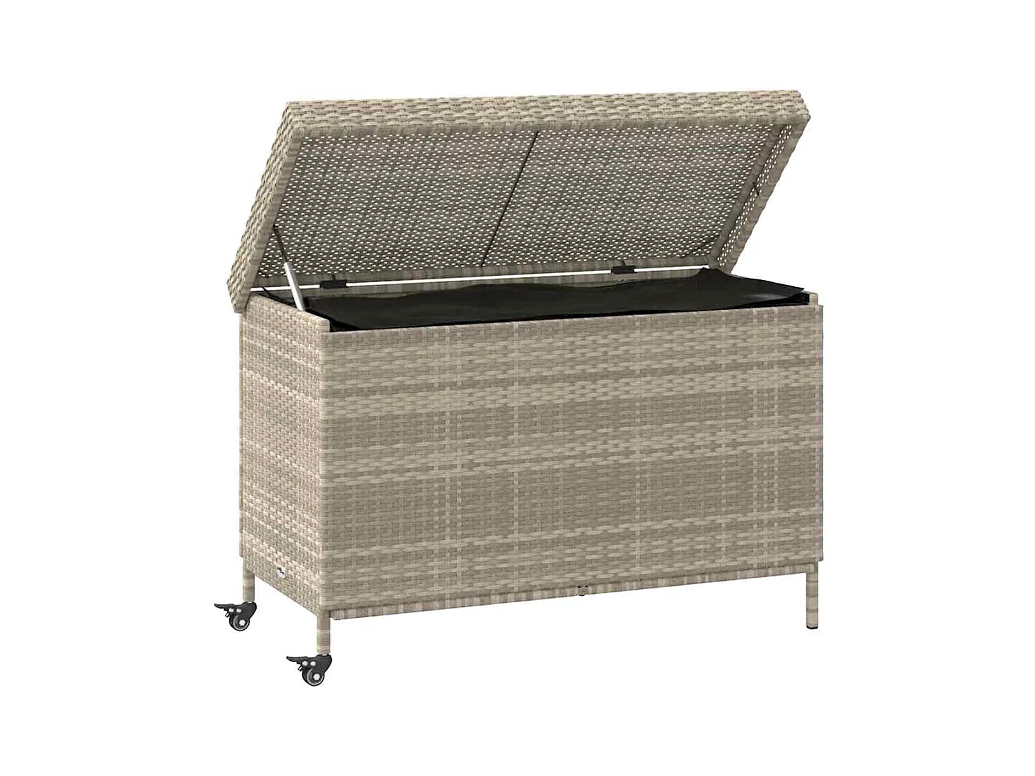 Boîte de rangement de jardin et roues gris clair résine tressée